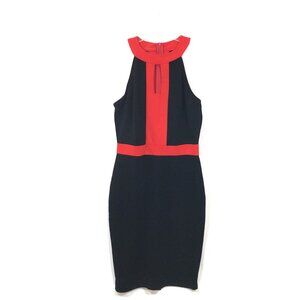 Rephyllis Sleeveless Color Block Knit Bodycon Dress Black Red S